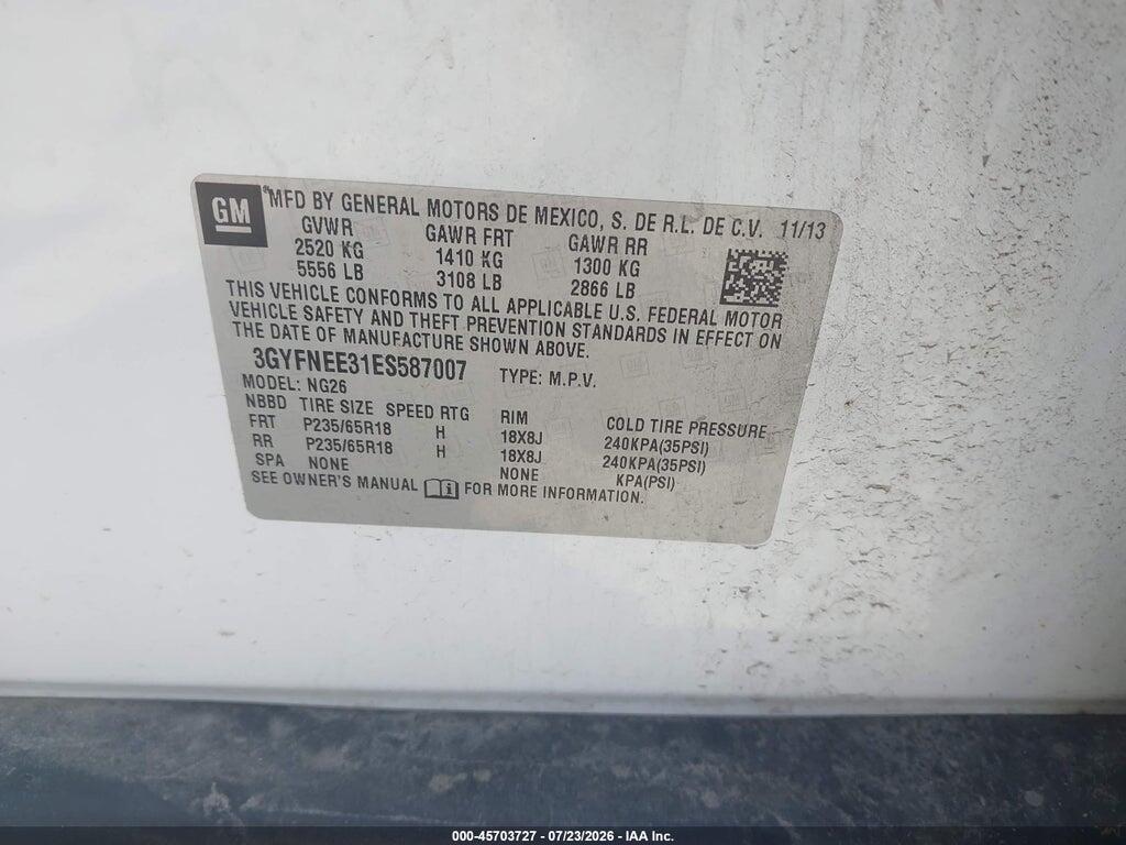 3GYFNEE31ES587007 2014 CADILLAC SRX photo no. 9