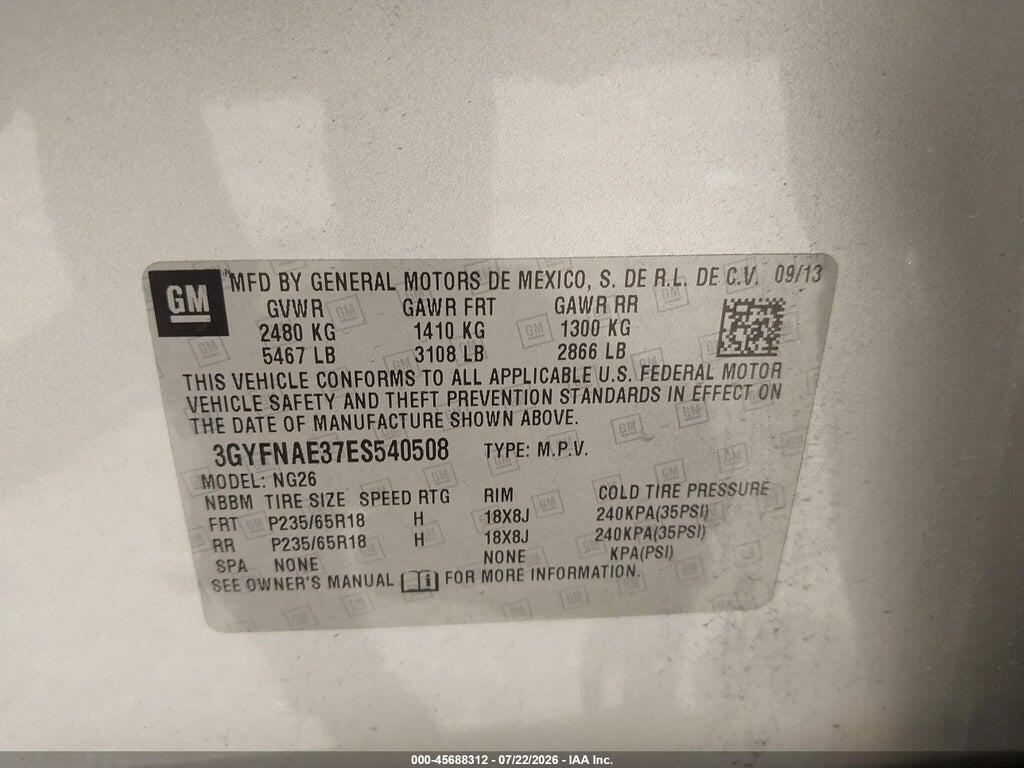 3GYFNAE37ES540508 2014 CADILLAC SRX photo no. 9