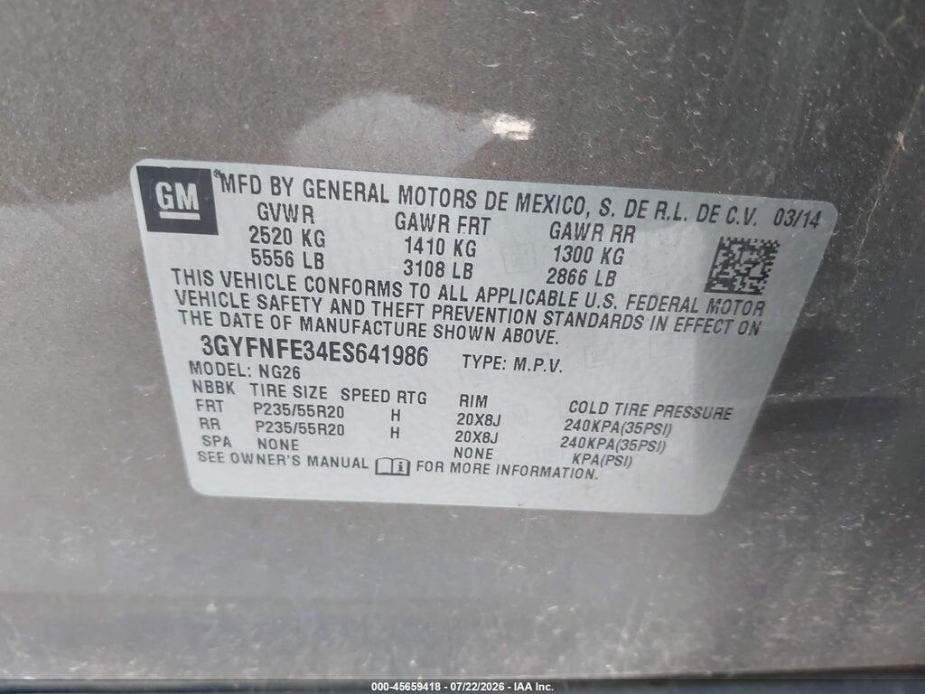 3GYFNFE34ES641986 2014 CADILLAC SRX photo no. 9