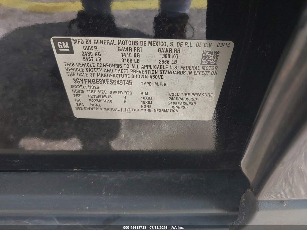 3GYFNBE3XES649745 2014 CADILLAC SRX photo no. 9