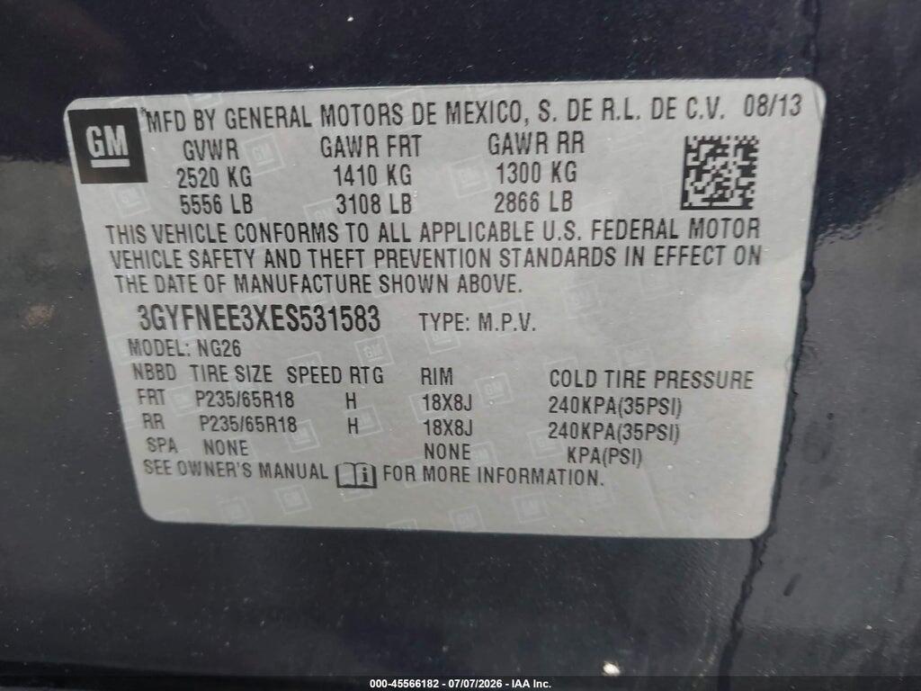 3GYFNEE3XES531583 2014 CADILLAC SRX photo no. 9