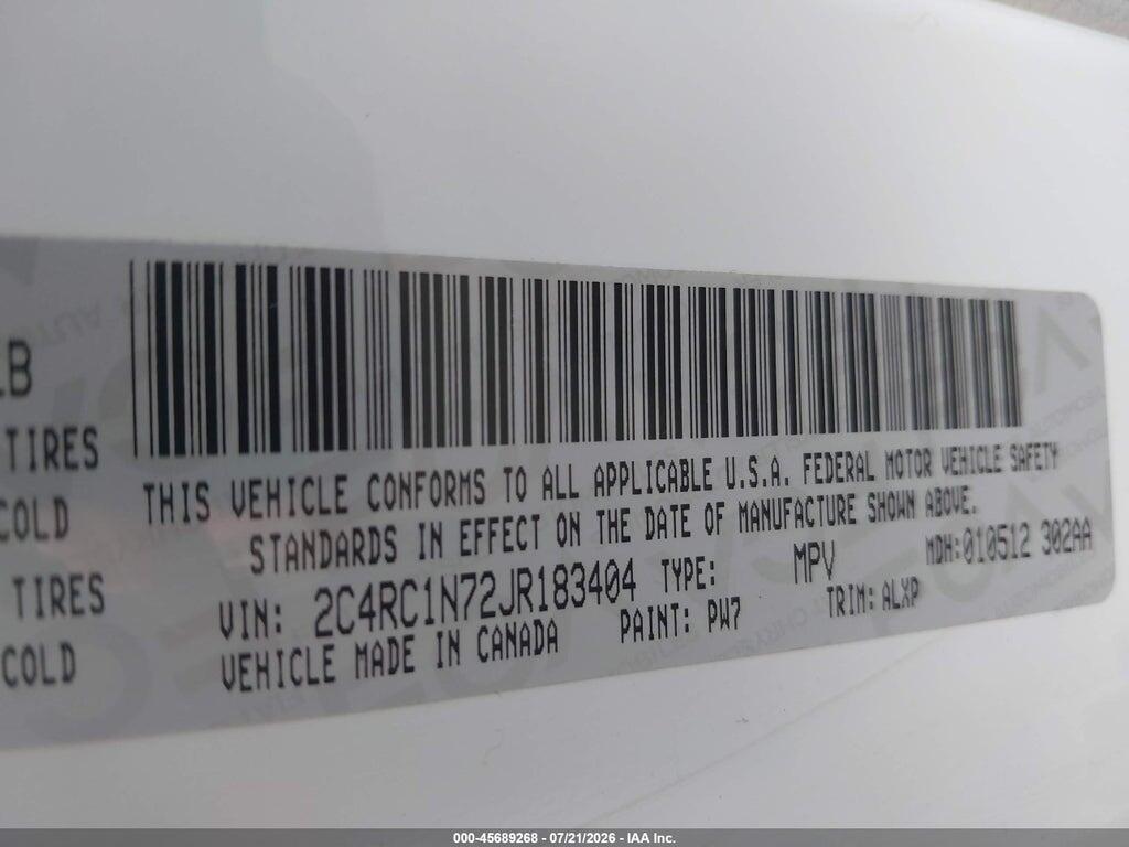 2C4RC1N72JR183404 2018 CHRYSLER PACIFICA HYBRID photo no. 9