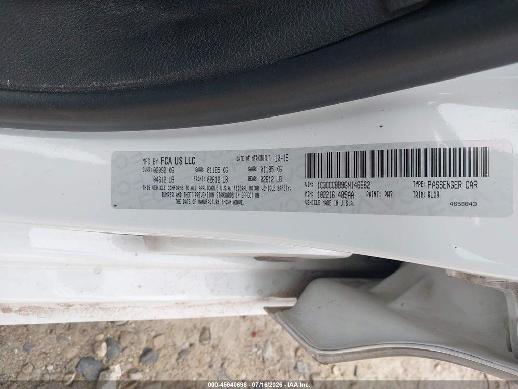 1C3CCCBB9GN146662 2016 CHRYSLER 200 photo no. 9