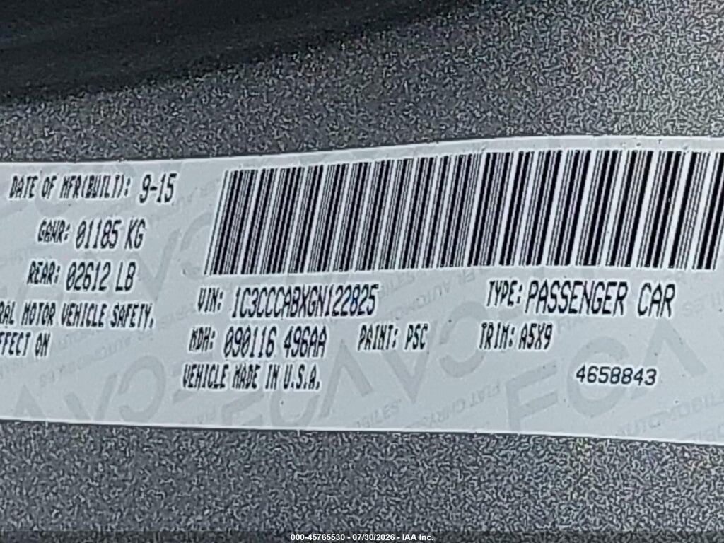 1C3CCCABXGN122825 2016 CHRYSLER 200 photo no. 9