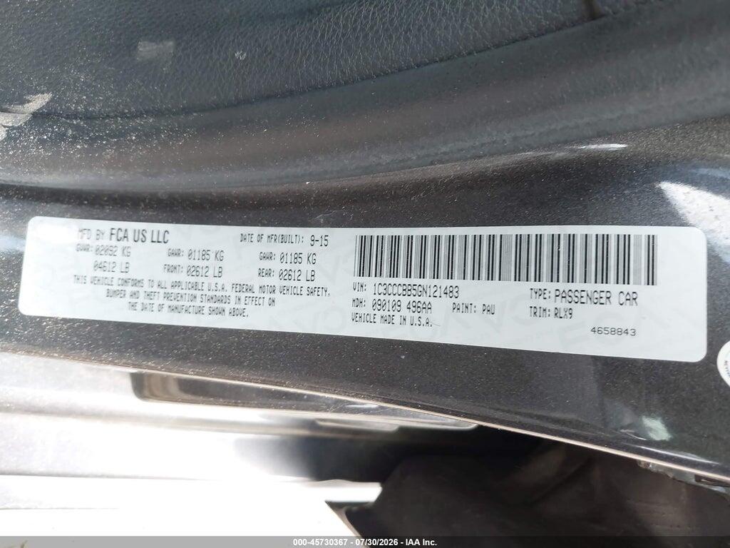 1C3CCCBB5GN121483 2016 CHRYSLER 200 photo no. 9
