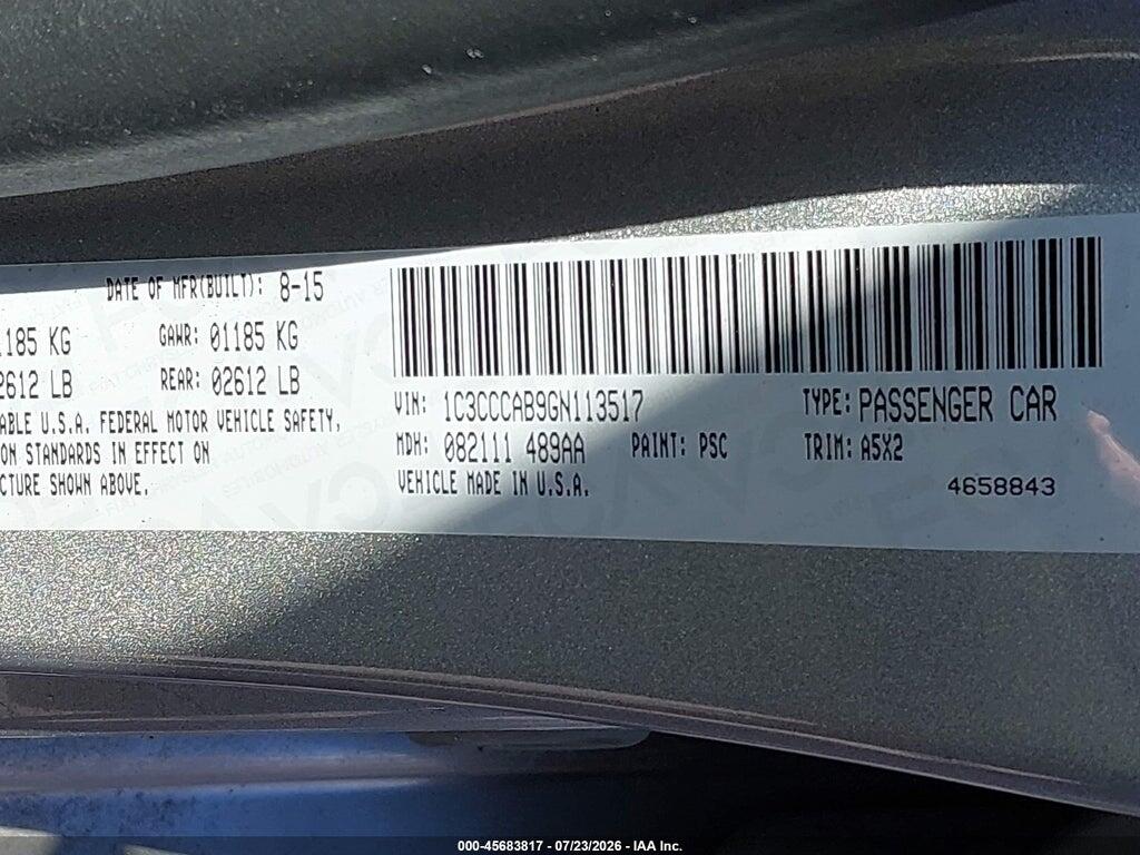 1C3CCCAB9GN113517 2016 CHRYSLER 200 photo no. 9