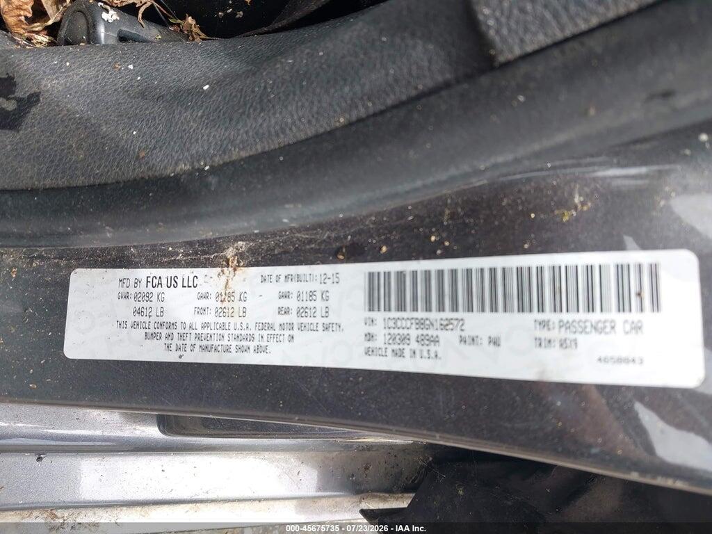 1C3CCCFB8GN162572 2016 CHRYSLER 200 photo no. 9