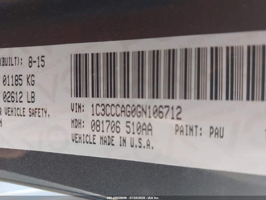 1C3CCCAG0GN106712 2016 CHRYSLER 200 photo no. 9