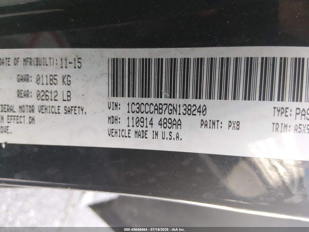 1C3CCCAB7GN138240 2016 CHRYSLER 200 photo no. 9