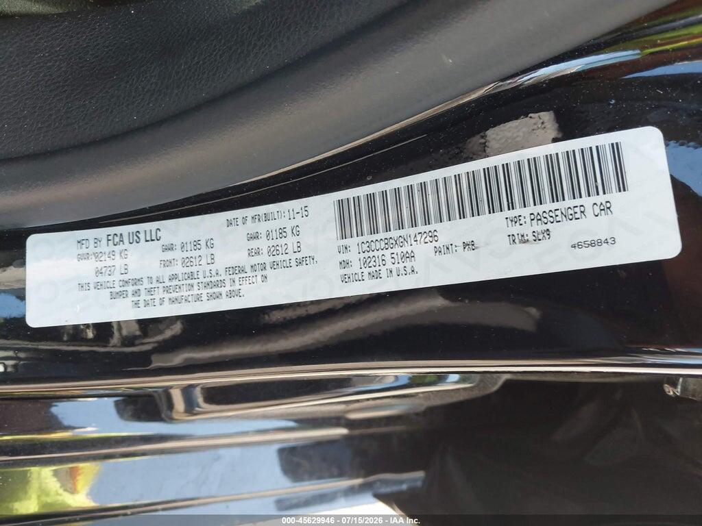 1C3CCCBGXGN147296 2016 CHRYSLER 200 photo no. 9