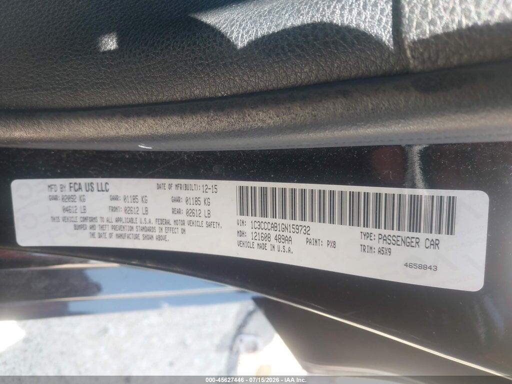 1C3CCCAB1GN159732 2016 CHRYSLER 200 photo no. 8