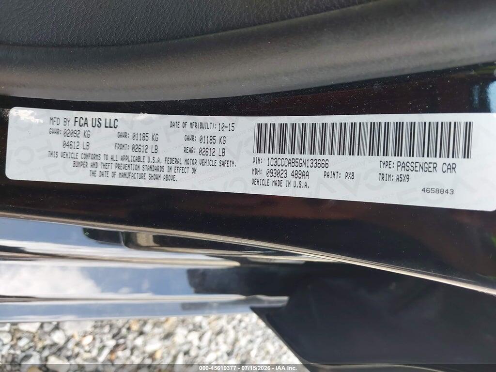 1C3CCCAB5GN133666 2016 CHRYSLER 200 photo no. 9