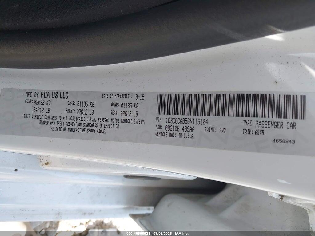 1C3CCCAB5GN115104 2016 CHRYSLER 200 photo no. 9