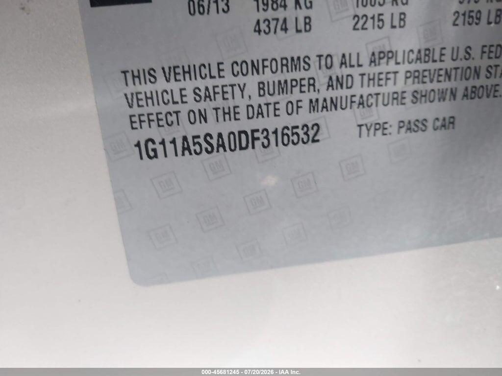 1G11A5SA0DF316532 2013 CHEVROLET MALIBU photo no. 9