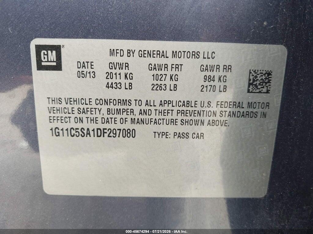 1G11C5SA1DF297080 2013 CHEVROLET MALIBU photo no. 9