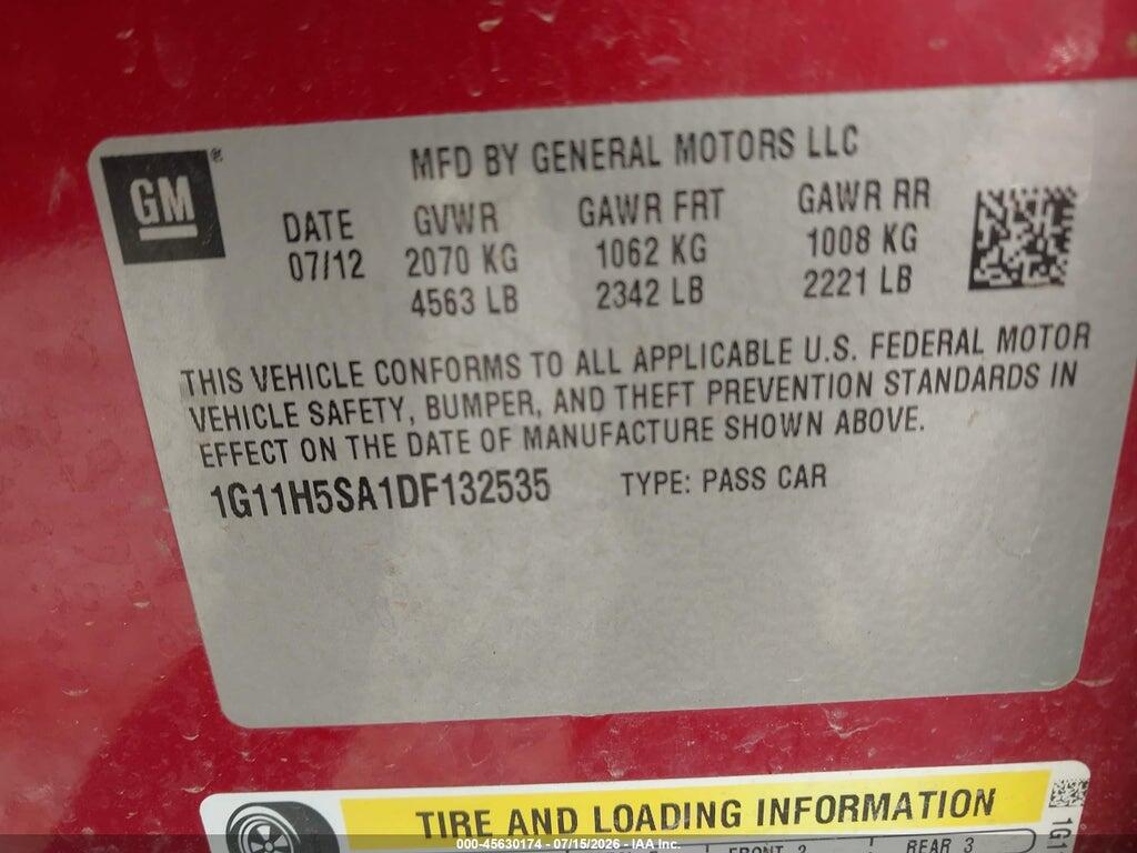 1G11H5SA1DF132535 2013 CHEVROLET MALIBU photo no. 9