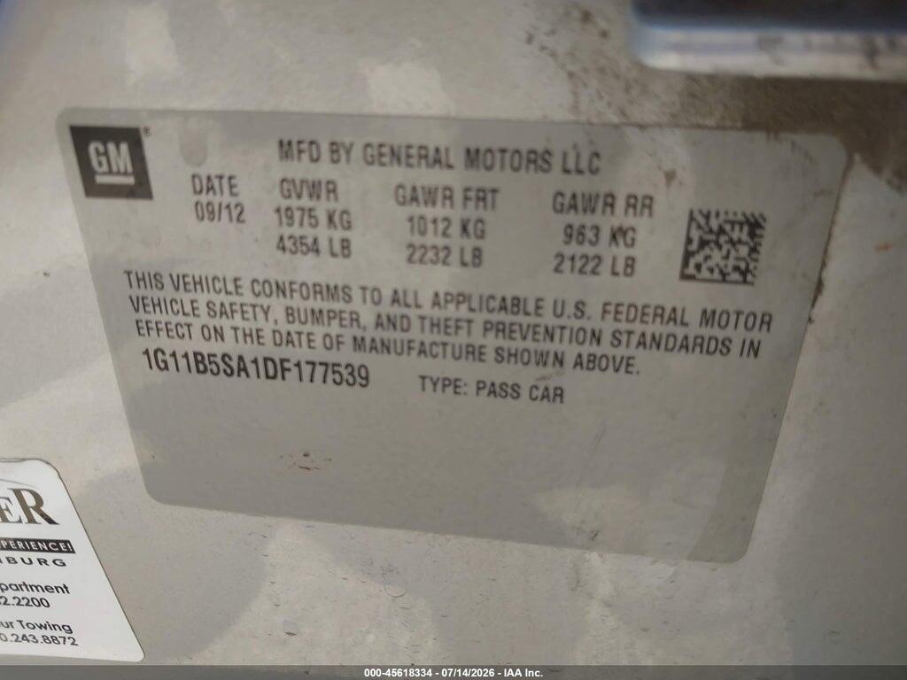 1G11B5SA1DF177539 2013 CHEVROLET MALIBU photo no. 9