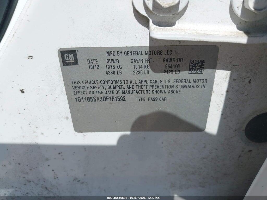 1G11B5SA3DF181592 2013 CHEVROLET MALIBU photo no. 9