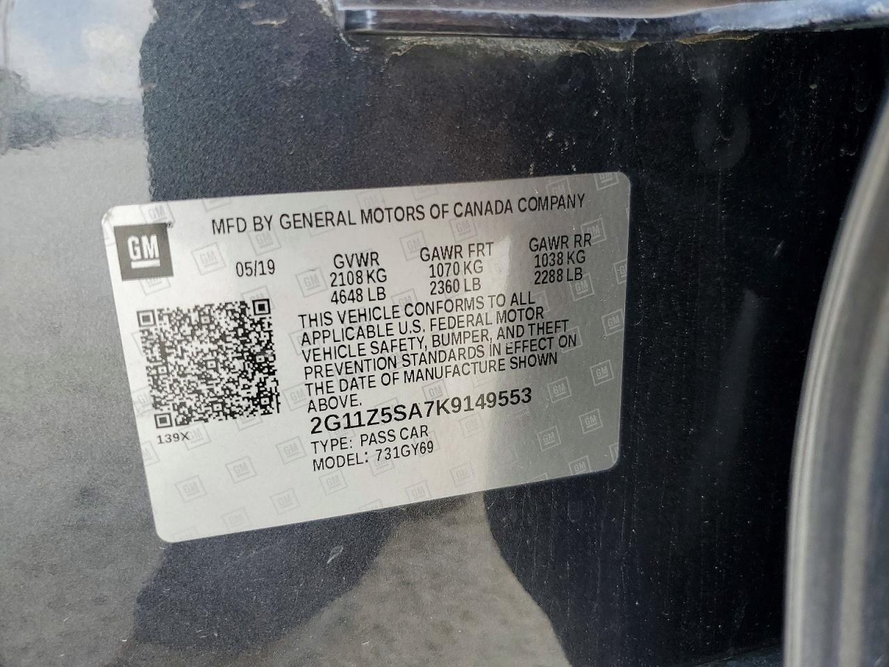 2G11Z5SA7K9149553 2019 CHEVROLET IMPALA photo no. 12