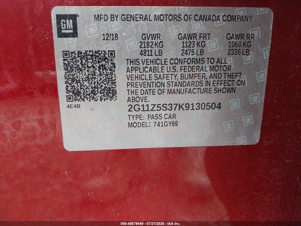 2G11Z5S37K9130504 2019 CHEVROLET IMPALA photo no. 9