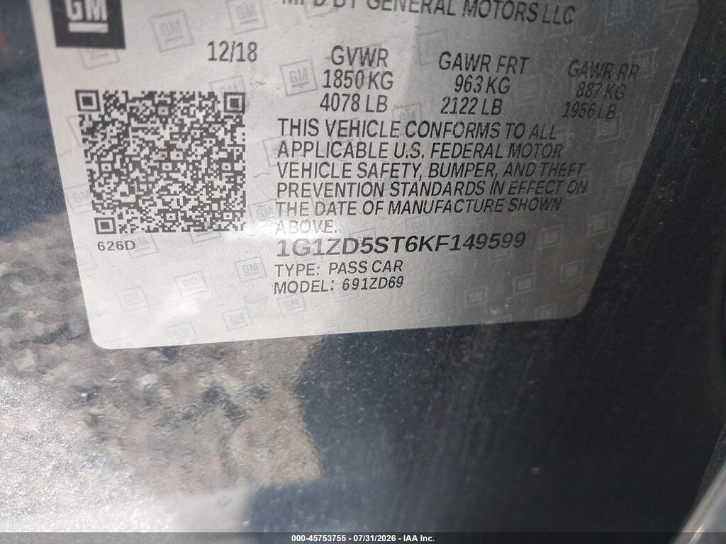 1G1ZD5ST6KF149599 2019 CHEVROLET MALIBU photo no. 9