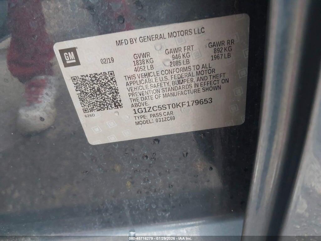 1G1ZC5ST0KF179653 2019 CHEVROLET MALIBU photo no. 9