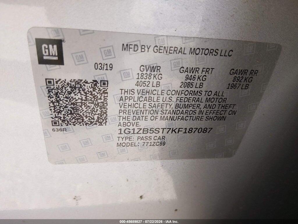 1G1ZB5ST7KF187087 2019 CHEVROLET MALIBU photo no. 9