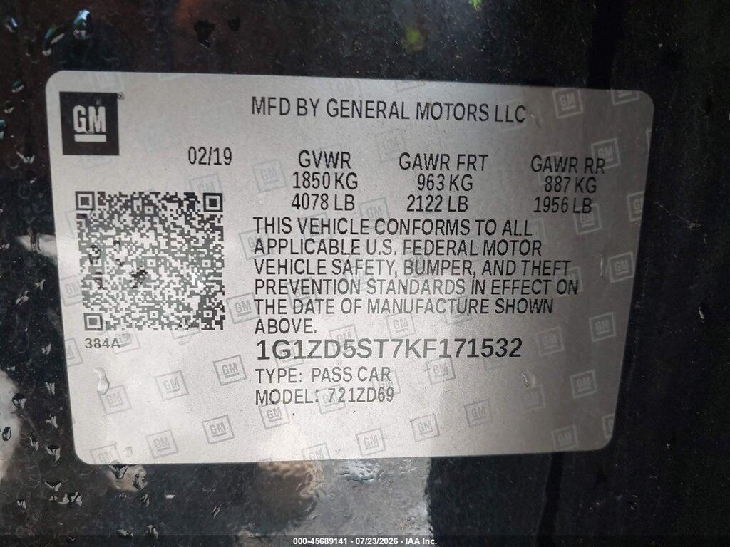 1G1ZD5ST7KF171532 2019 CHEVROLET MALIBU photo no. 9