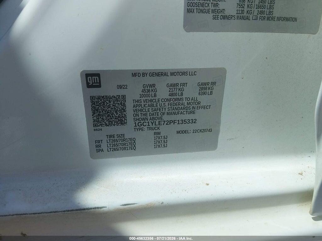 1GC1YLE72PF135332 2023 CHEVROLET SILVERADO 2500HD photo no. 9