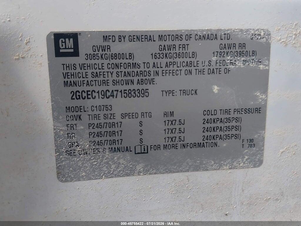 2GCEC19C471583395 2007 CHEVROLET SILVERADO 1500 photo no. 9
