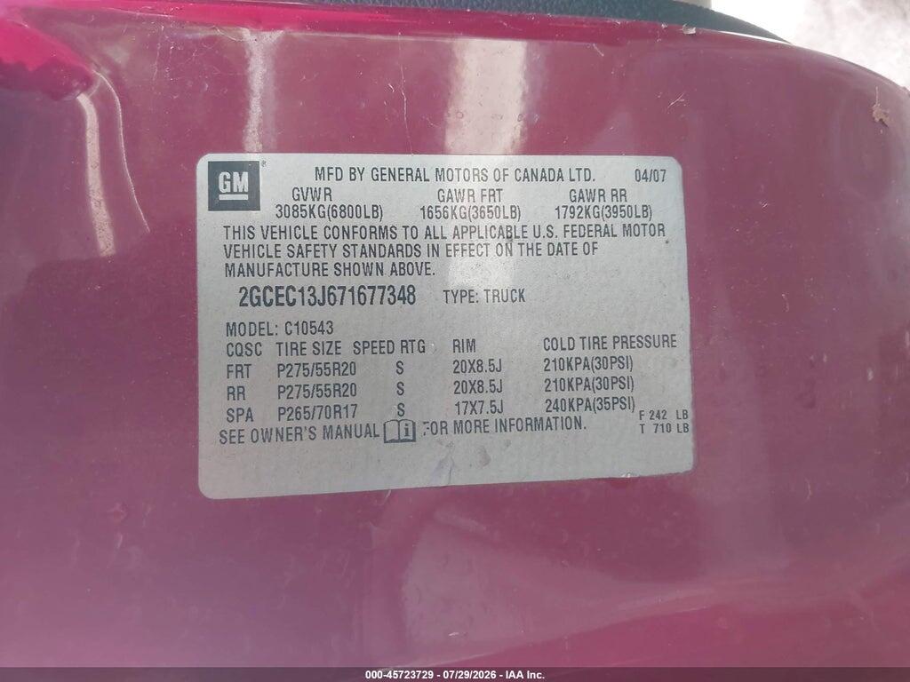 2GCEC13J671677348 2007 CHEVROLET SILVERADO 1500 photo no. 9