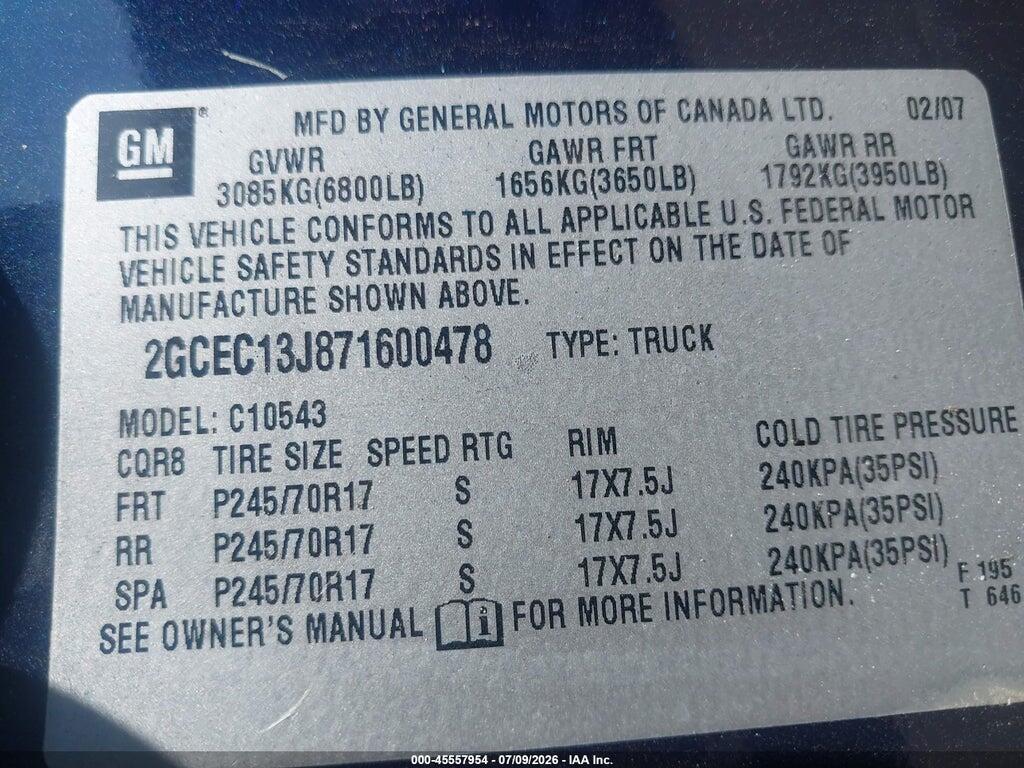 2GCEC13J871600478 2007 CHEVROLET SILVERADO 1500 photo no. 9