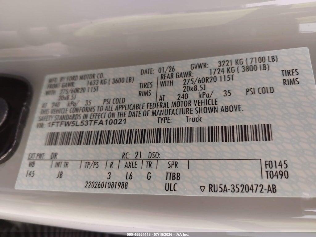 1FTFW5L53TFA10021 2026 FORD F-150 photo no. 9