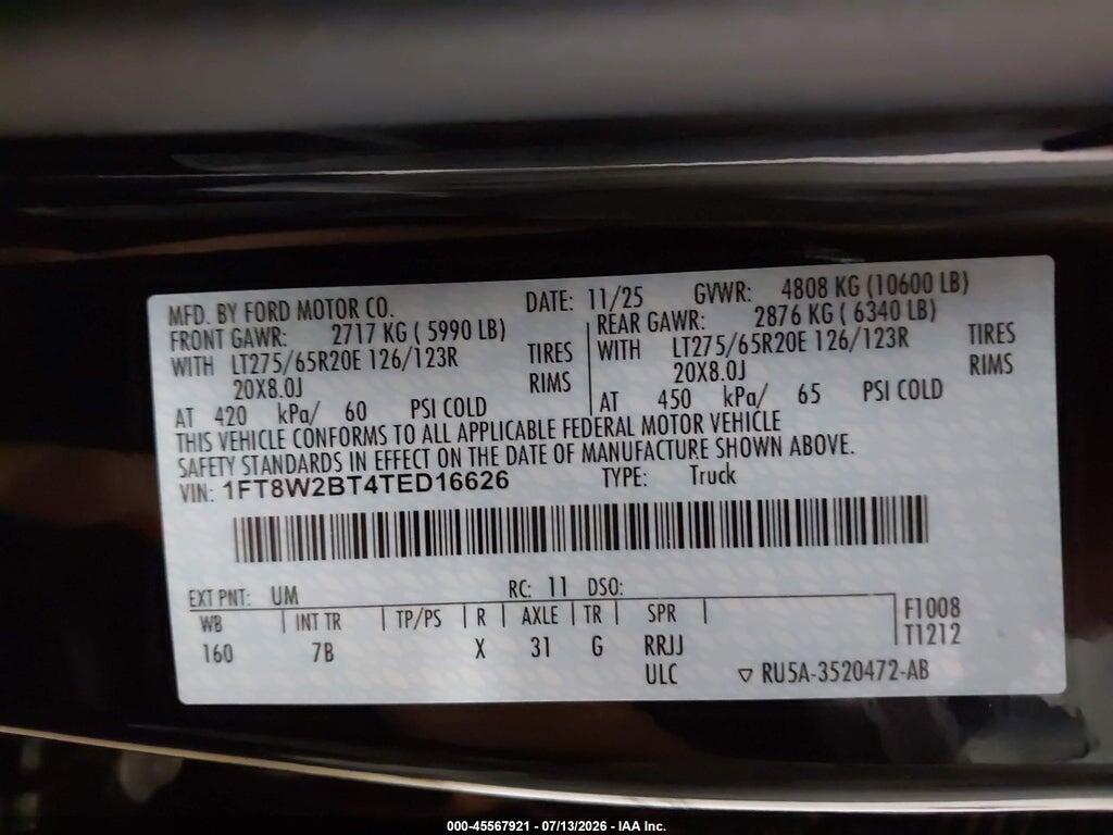 1FT8W2BT4TED16626 2026 FORD F-250 photo no. 8