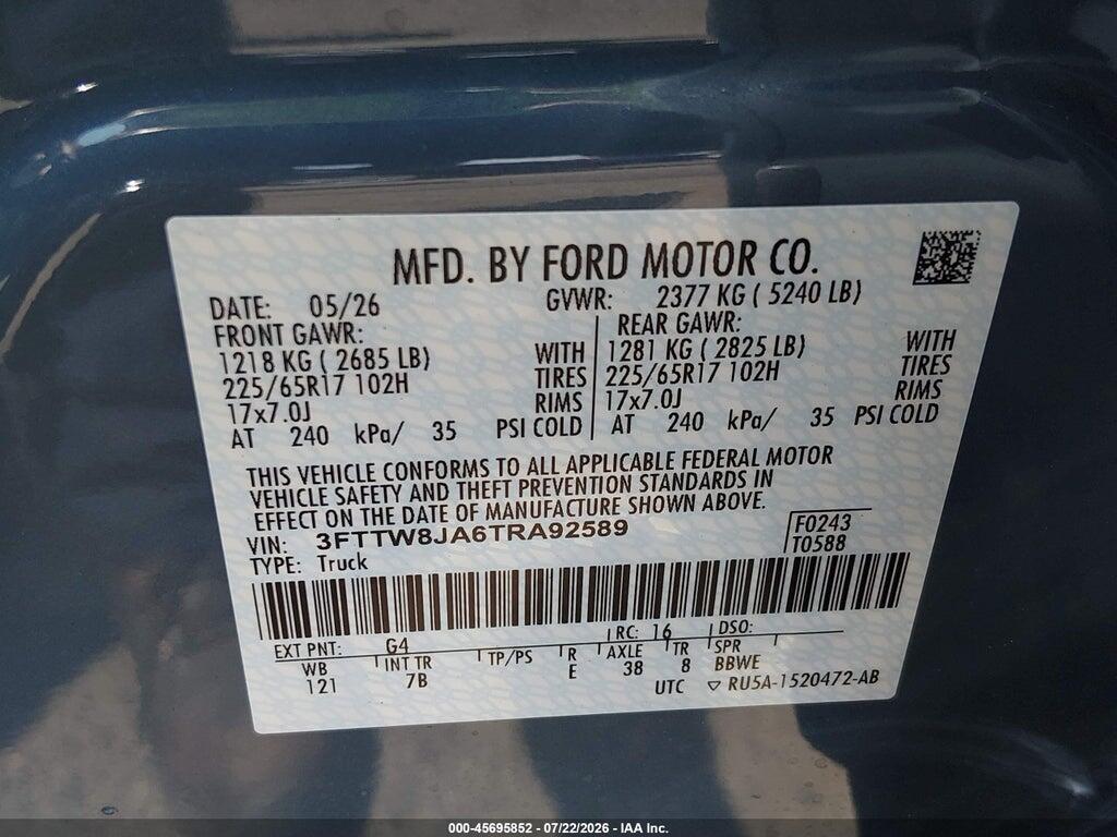 3FTTW8JA6TRA92589 2026 FORD MAVERICK photo no. 9