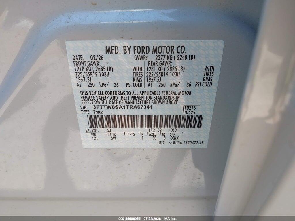 3FTTW8SA1TRA67341 2026 FORD MAVERICK photo no. 9