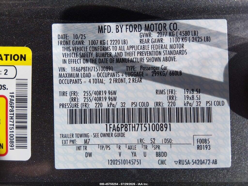 1FA6P8TH7T5100891 2026 FORD MUSTANG photo no. 9