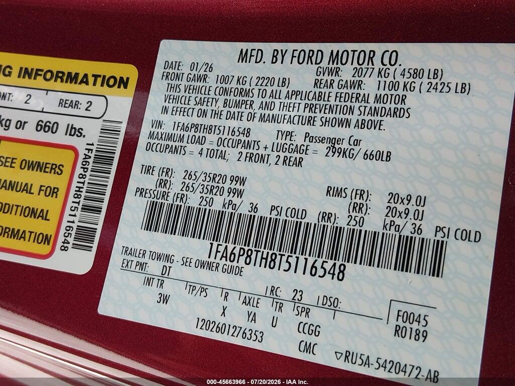 1FA6P8TH8T5116548 2026 FORD MUSTANG photo no. 9