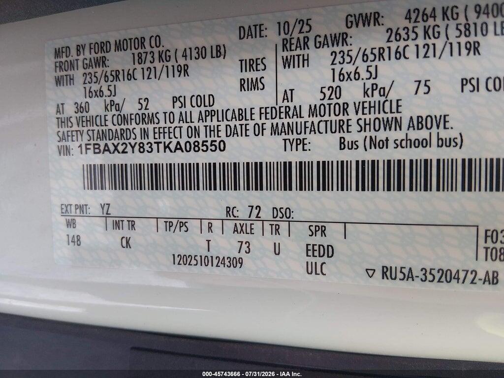1FBAX2Y83TKA08550 2026 FORD TRANSIT-350 PASSENGER VAN photo no. 9