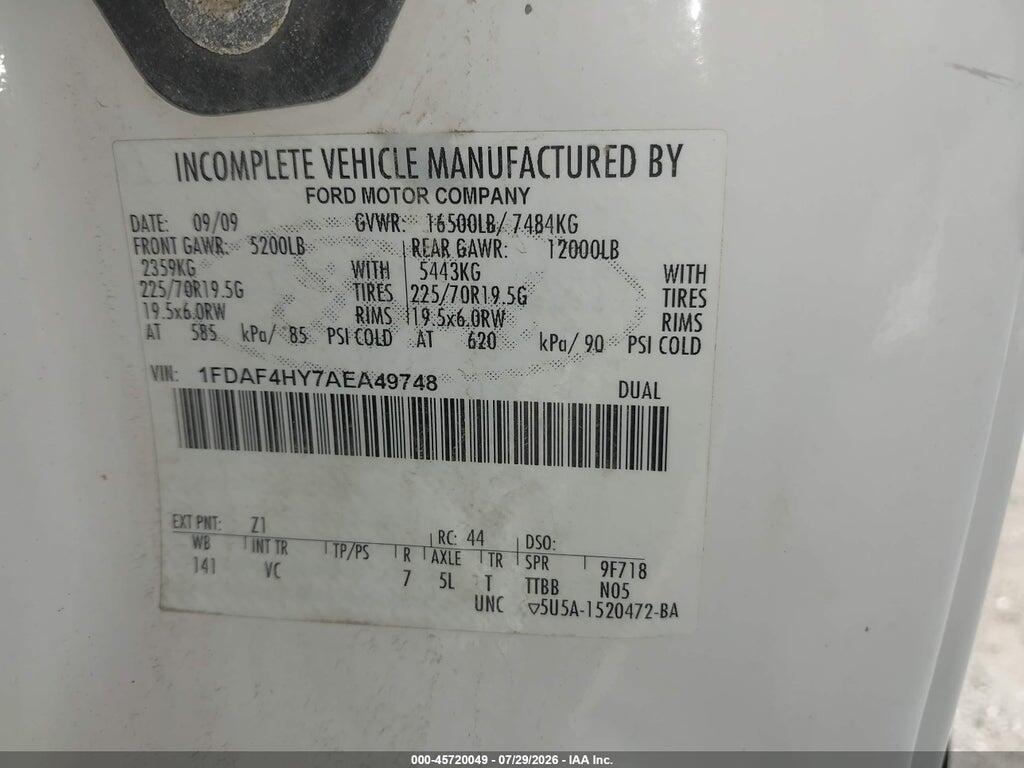1FDAF4HY7AEA49748 2010 FORD F-450 CHASSIS photo no. 9