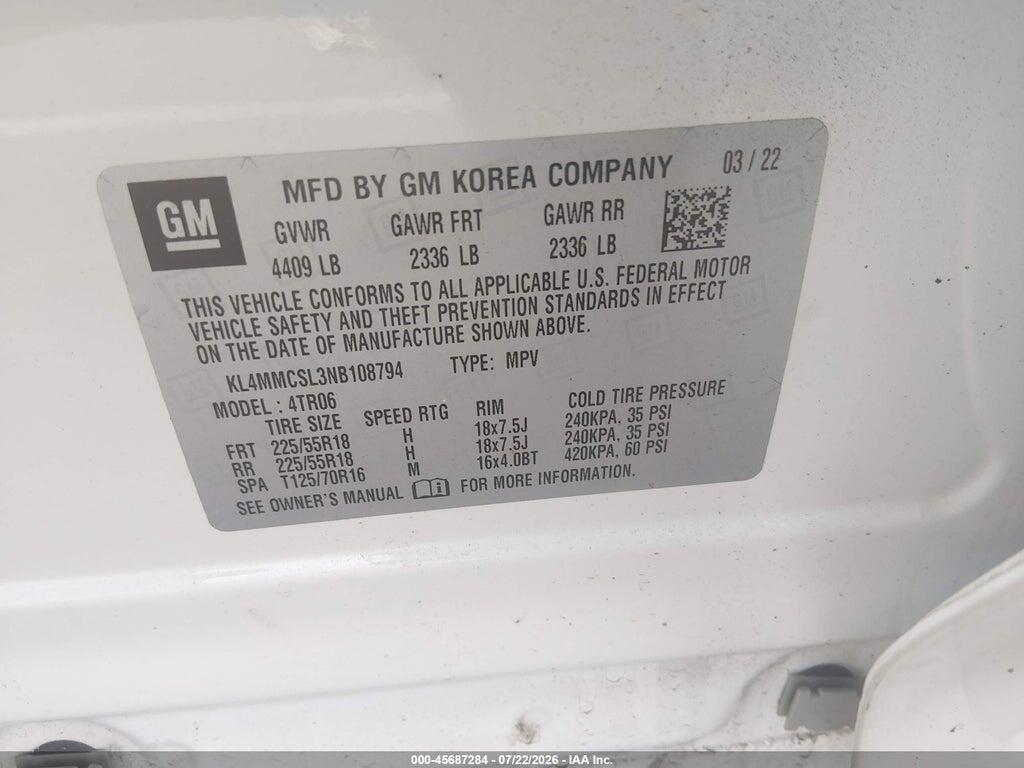 KL4MMCSL3NB108794 2022 BUICK ENCORE GX photo no. 9