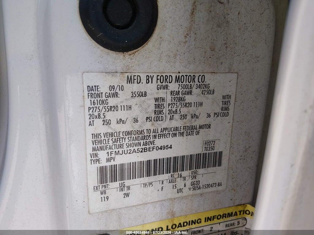 1FMJU2A52BEF04954 2011 FORD EXPEDITION photo no. 9