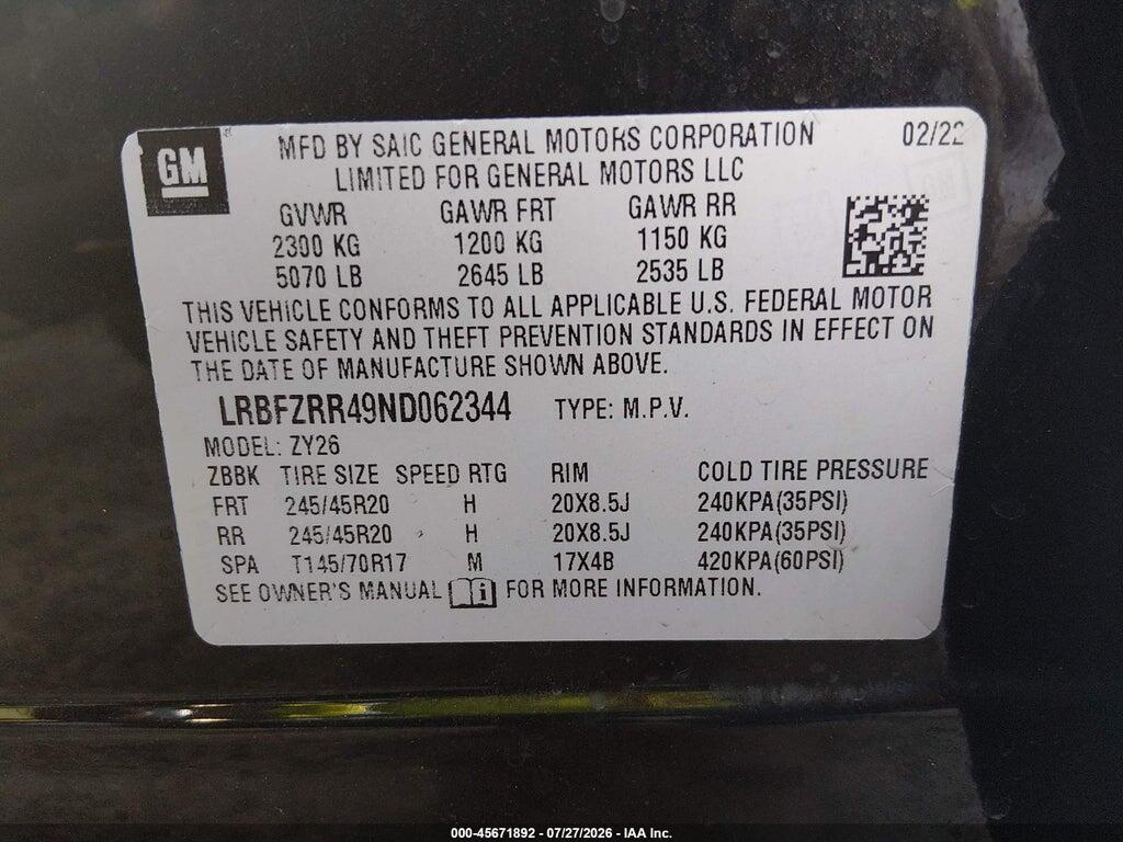 LRBFZRR49ND062344 2022 BUICK ENVISION photo no. 9