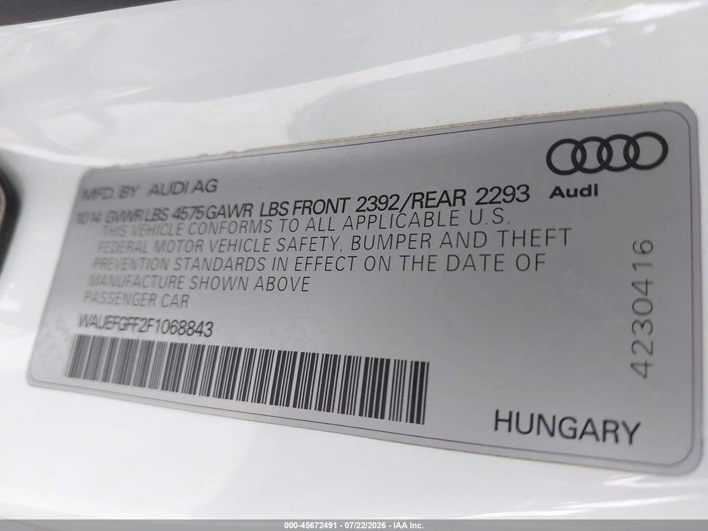 WAUEFGFF2F1068843 2015 AUDI A3 photo no. 9