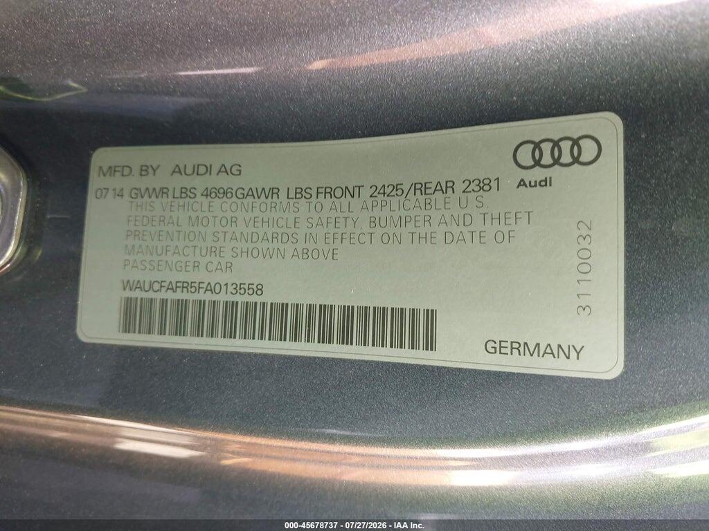 WAUCFAFR5FA013558 2015 AUDI A5 photo no. 9