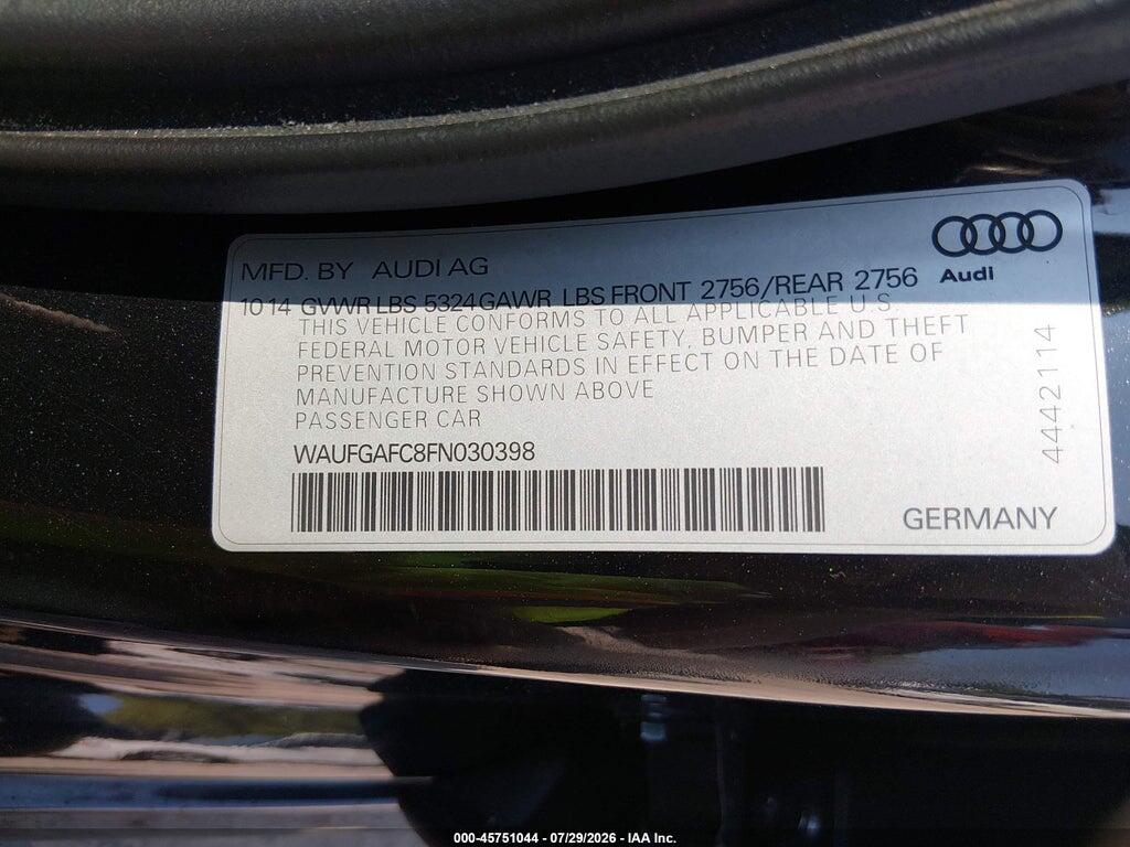 WAUFGAFC8FN030398 2015 AUDI A6 photo no. 9