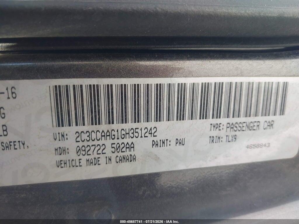 2C3CCAAG1GH351242 2016 CHRYSLER 300 photo no. 9