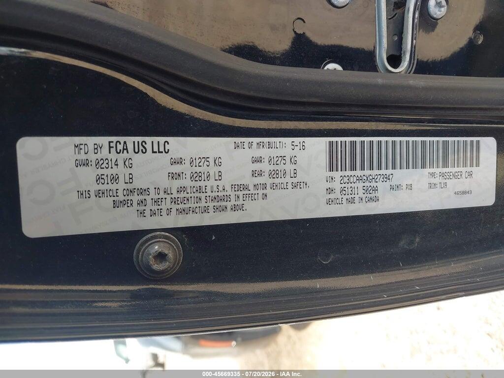 2C3CCAAGXGH273947 2016 CHRYSLER 300 photo no. 9