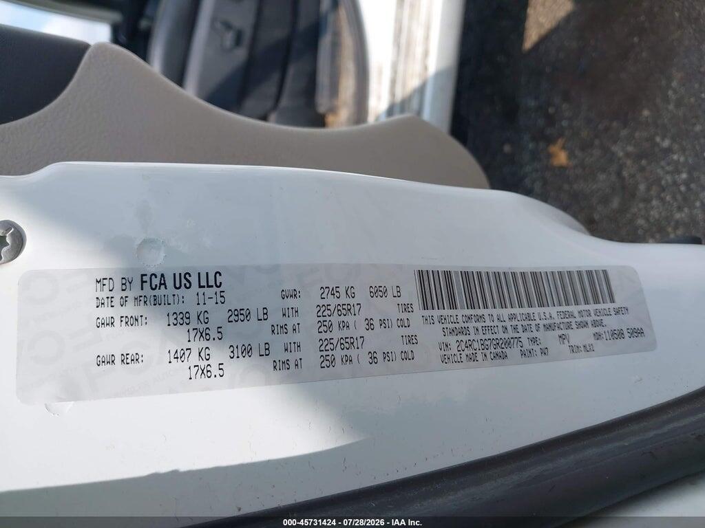 2C4RC1BG7GR200775 2016 CHRYSLER TOWN & COUNTRY photo no. 9