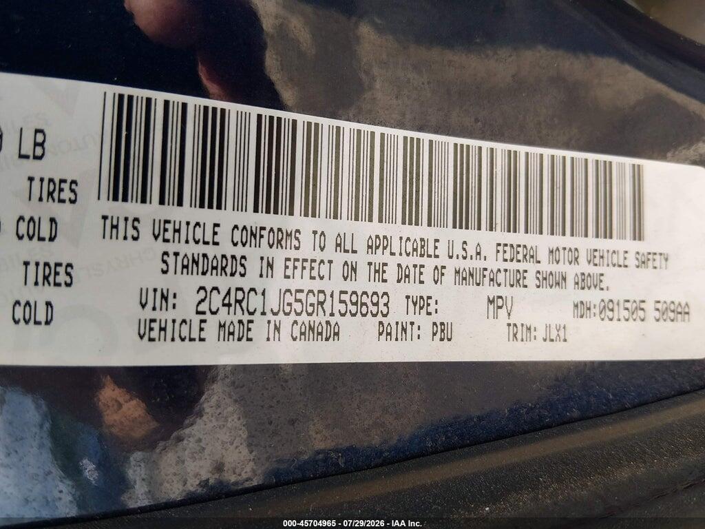 2C4RC1JG5GR159693 2016 CHRYSLER TOWN & COUNTRY photo no. 9